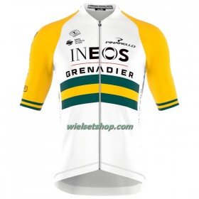 Fietskleding (Fietsshirt + Korte Koersbroek) 2023 INEOS Grenadiers Australisch Kampioenschap - Geel Wit